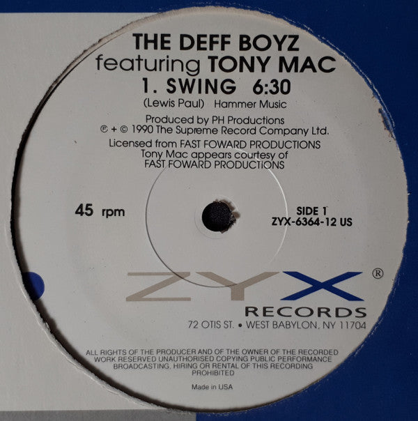 The Deff Boyz Featuring Tony Mac : Swing (12", Com)