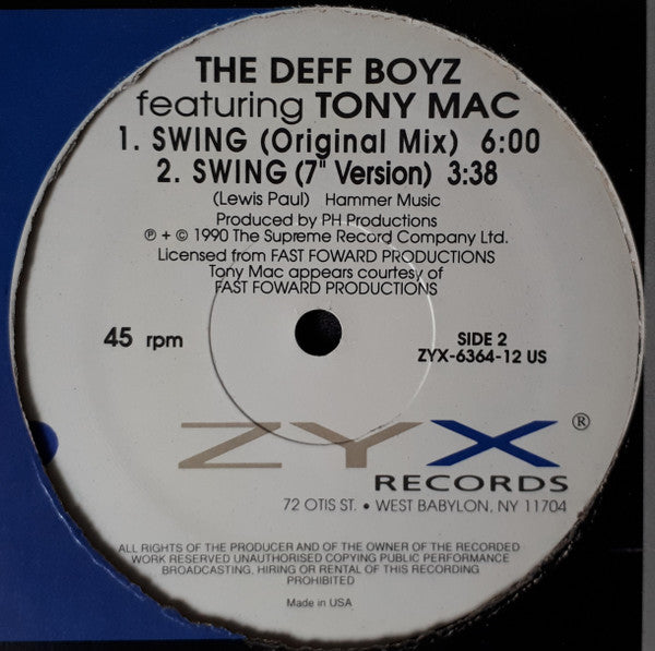 The Deff Boyz Featuring Tony Mac : Swing (12", Com)