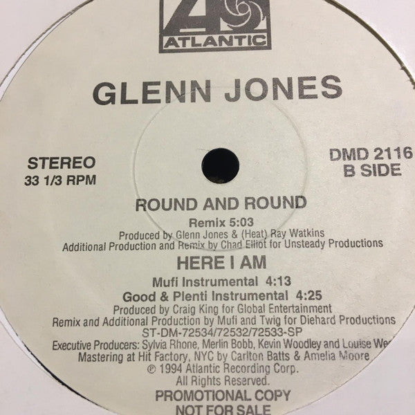 Glenn Jones : Here I Am / Round And Round (Remix) (12", Promo)