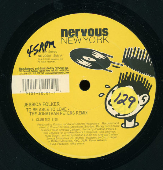 Jessica Folcker : To Be Able To Love (The Jonathan Peters Mixes) (12")
