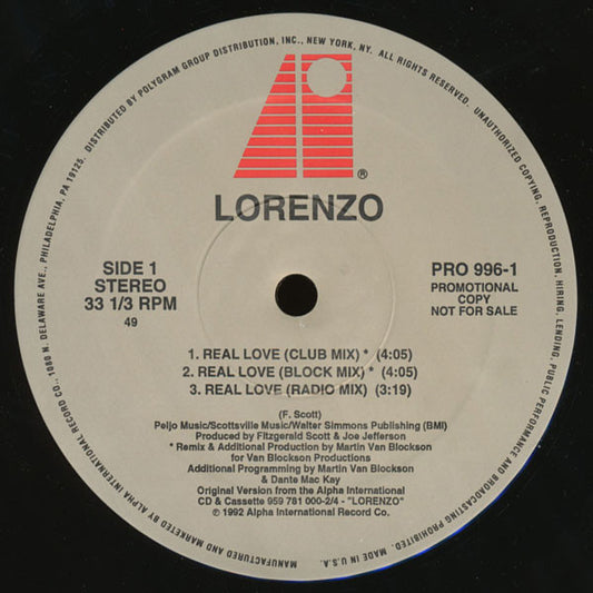 Lorenzo Smith : Real Love (12", Promo)