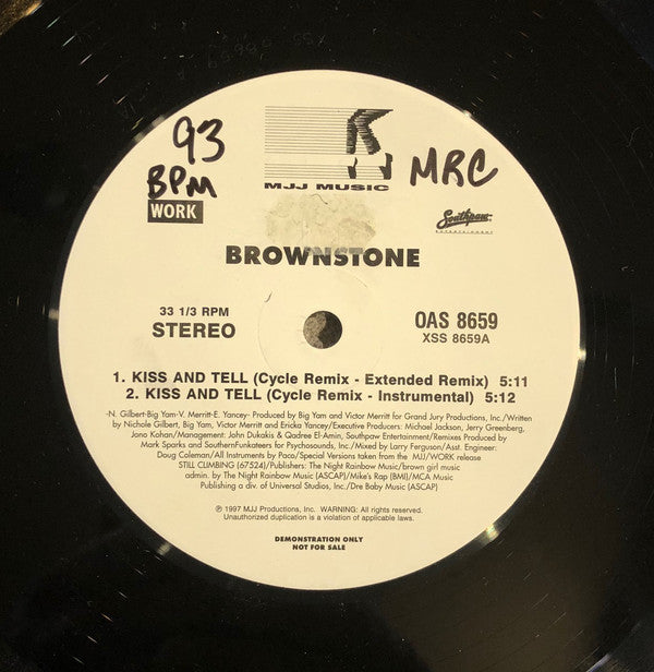 Brownstone : Kiss And Tell (12", Promo)