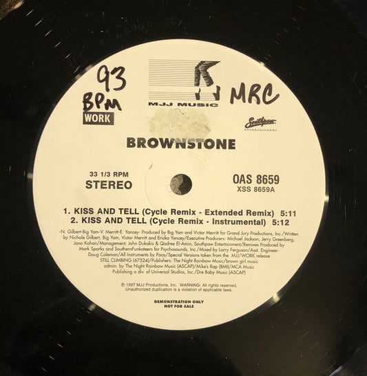 Brownstone : Kiss And Tell (12", Promo)