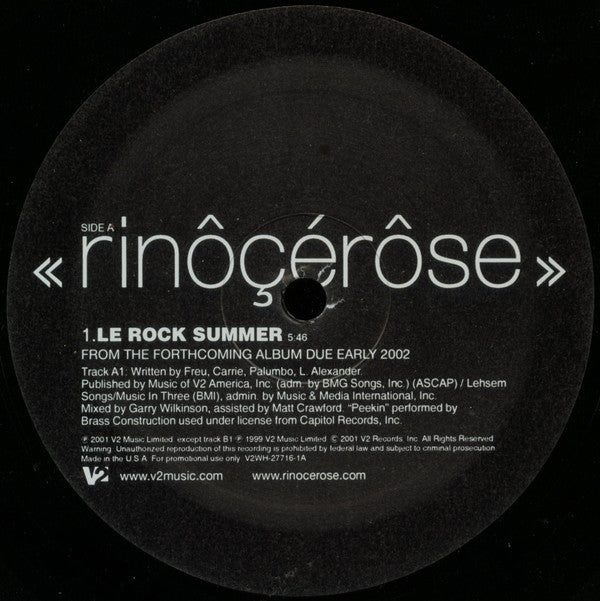 Rinôçérôse : Le Rock Summer / Sublimior (12", Promo)