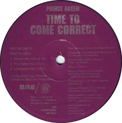 Prince Akeem : Time To Come Correct (12", Promo)