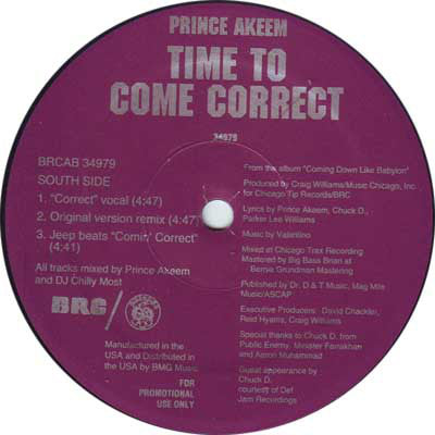 Prince Akeem : Time To Come Correct (12", Promo)