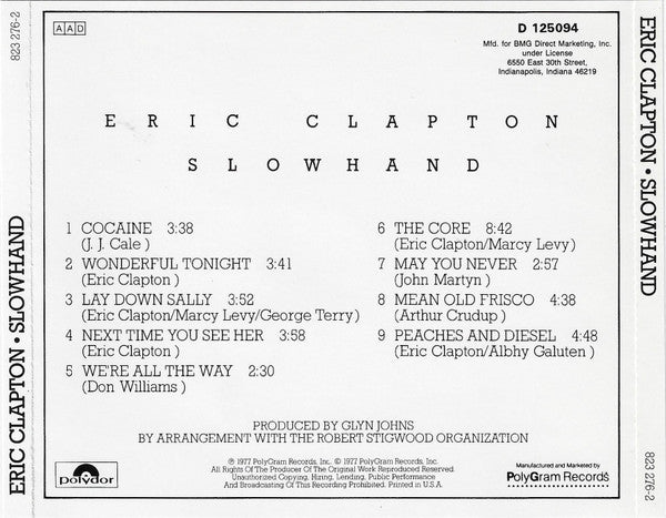 Eric Clapton : Slowhand (CD, Album, Club, RE)