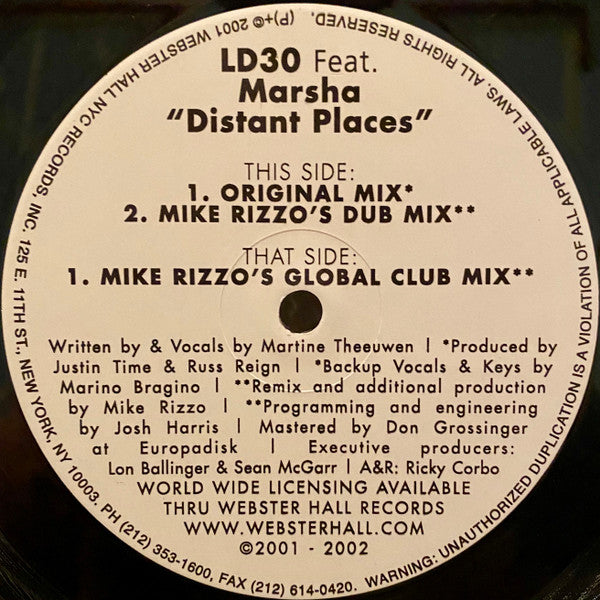 LD 30 Feat. Marsha X : Distant Places (12")