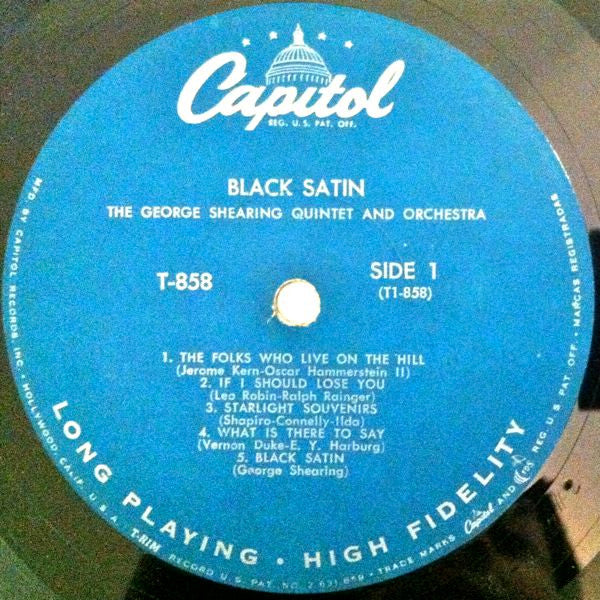 The George Shearing Quintet : Black Satin (LP, Album, Mono)