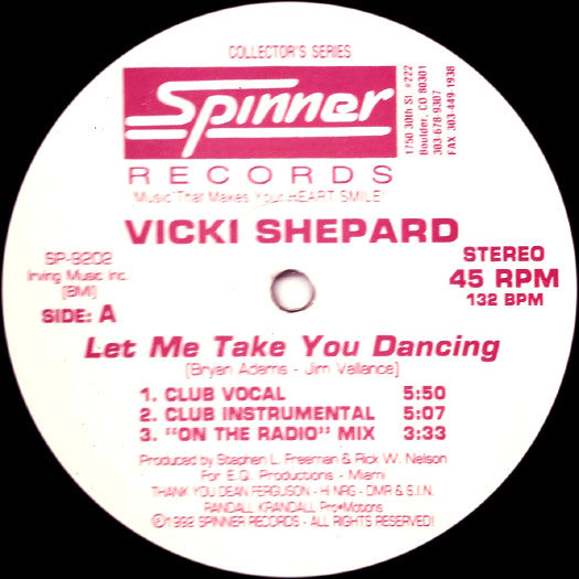Vicki Shepard : Let Me Take You Dancing / Hold On To My Love (12")