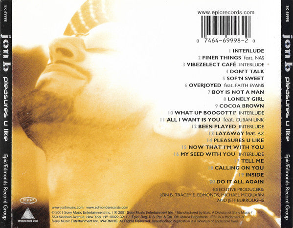 Jon B : Pleasures U Like (CD, Album)