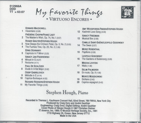 Stephen Hough : My Favorite Things: Virtuoso Encores (CD, Album)