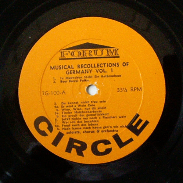 Unknown Artist : Musical Recollections Of Germany, Vol. I (LP, Mono)
