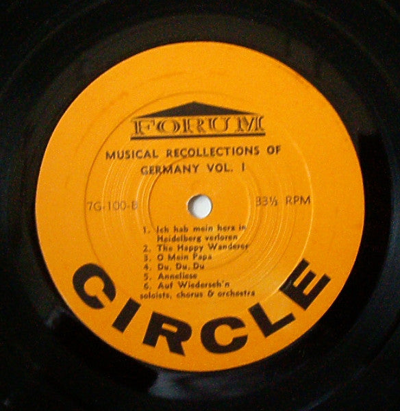 Unknown Artist : Musical Recollections Of Germany, Vol. I (LP, Mono)