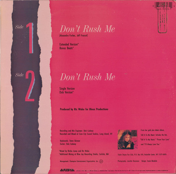 Taylor Dayne : Don't Rush Me (12")