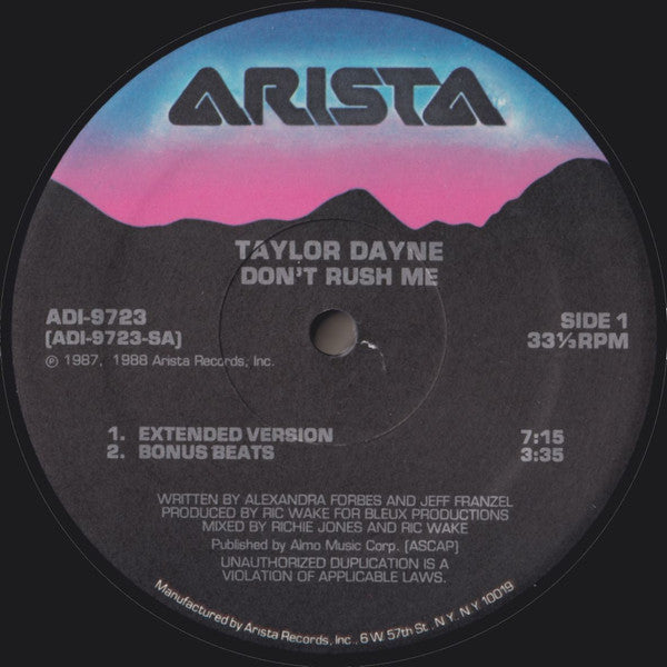 Taylor Dayne : Don't Rush Me (12")