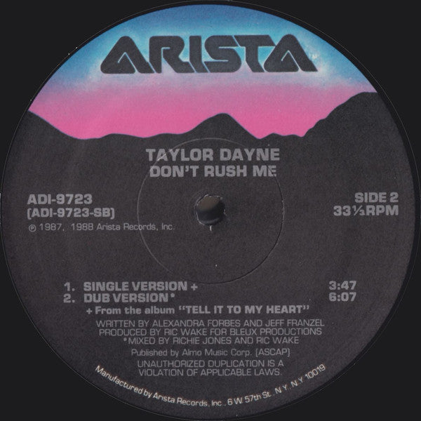 Taylor Dayne : Don't Rush Me (12")