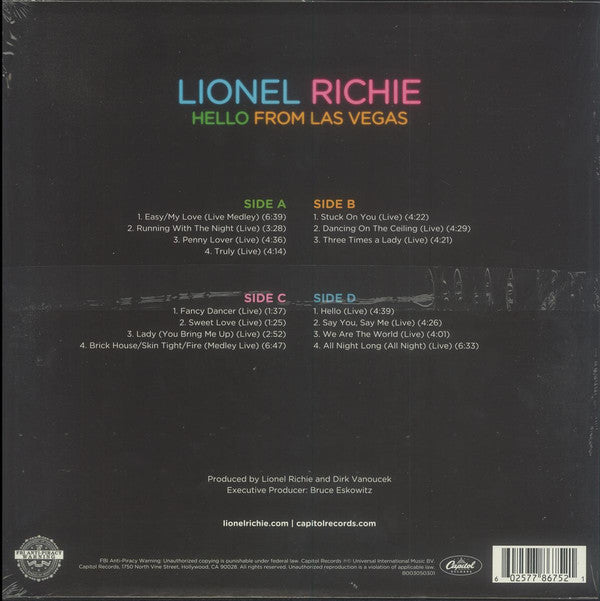 Lionel Richie : Hello From Las Vegas (2xLP, Album)