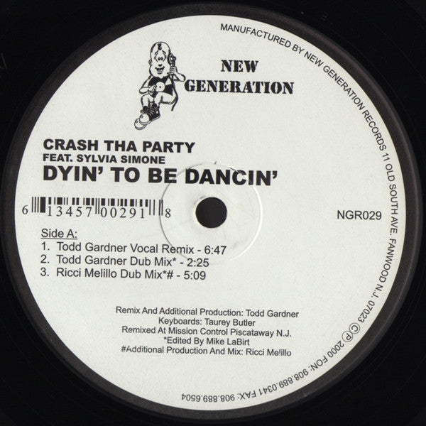Crash Tha Party Feat. Sylvia Simone : Dyin' To Be Dancin' (12")