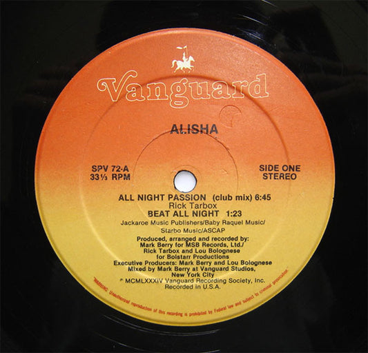 Alisha : All Night Passion (Club Mix) (12", Single)