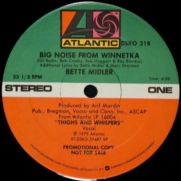 Bette Midler : Big Noise From Winnetka (12", Promo)