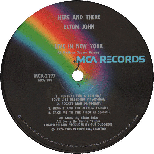 Elton John : Here And There (LP, Album, Glo)