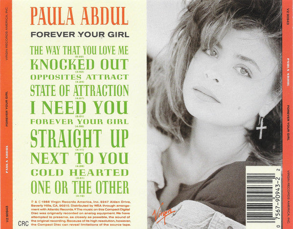 Paula Abdul : Forever Your Girl (CD, Album, Club, CRC)