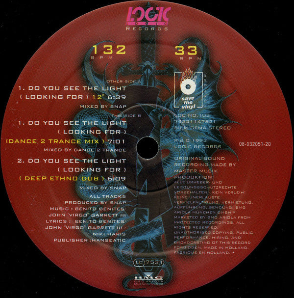 Snap! Feat. Niki Haris : Do You See The Light (Looking For) (12")
