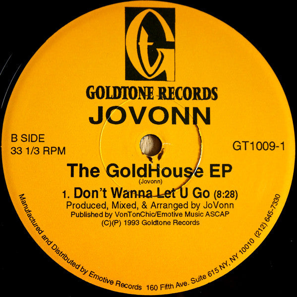 Jovonn : The Goldhouse EP (12", EP)