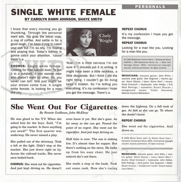 Chely Wright : Single White Female (CD, Album)