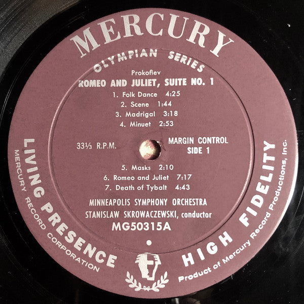 Sergei Prokofiev, Minneapolis Symphony Orchestra, Stanislaw Skrowaczewski : Romeo And Juliet, Ballet Suites Nos. 1 & 2 (LP, Mono)