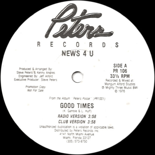 News 4 U : Good Times (12", Promo)