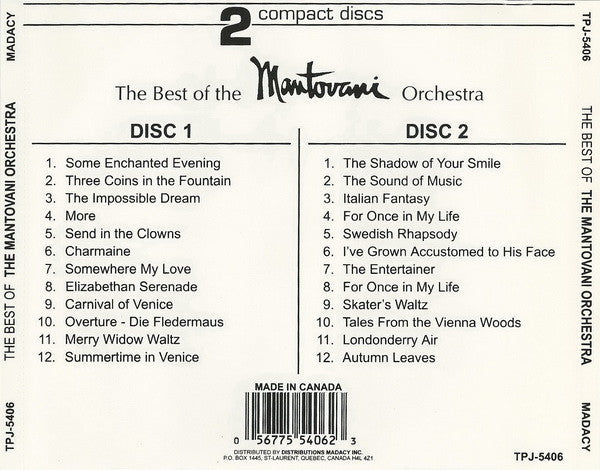 The Mantovani Orchestra : The Best Of The Mantovani Orchestra (2xCD, Album, Comp)