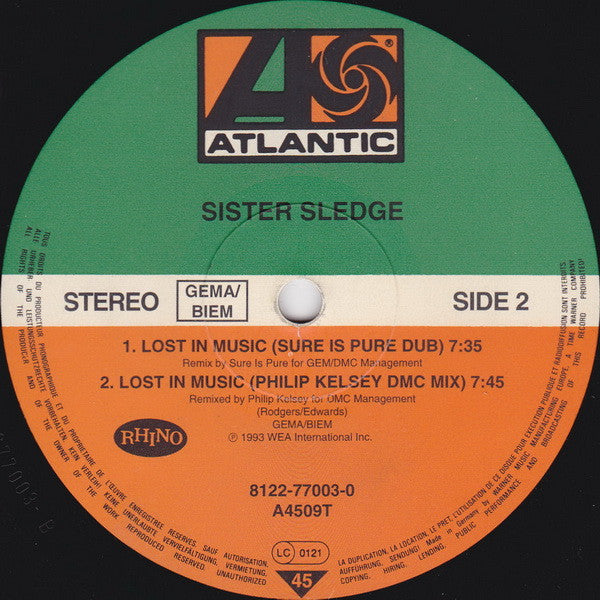 Sister Sledge : Lost In Music (Sure Is Pure Remixes) (12")
