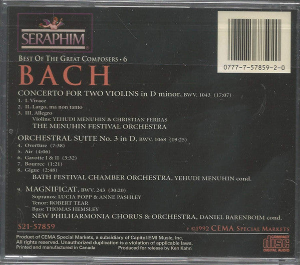 Johann Sebastian Bach : Concerto For Two Violins - Orchestral Suite No. 2 - Magnificat (CD, Comp)