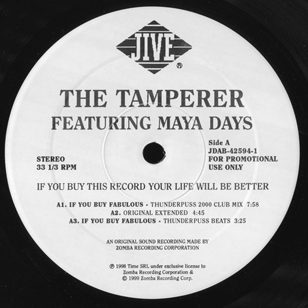The Tamperer Featuring Maya Days : If You Buy This Record Your Life Will Be Better (12", Promo)