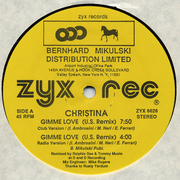 Christina (3) : Gimme Love (U.S. Remix) (12", Yel)