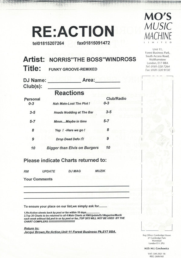 Norris Windross : Funky Groove (12", Promo, W/Lbl)