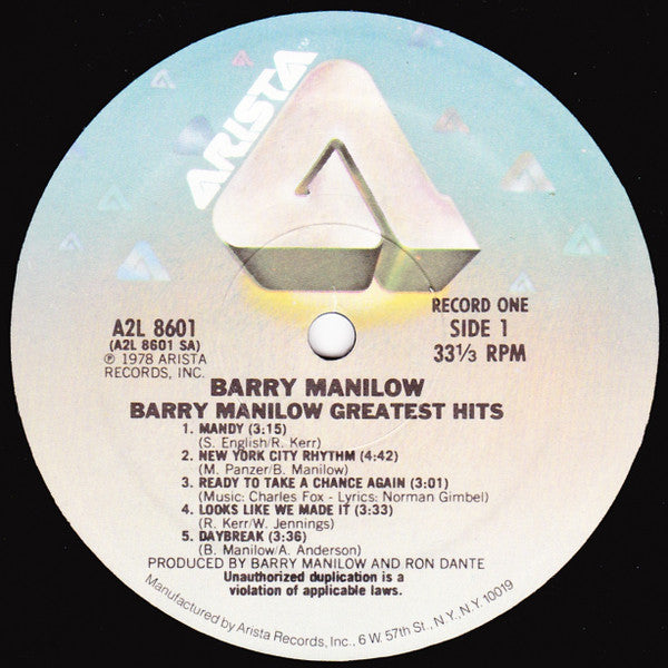 Barry Manilow : Greatest Hits (2xLP, Comp, Ter)