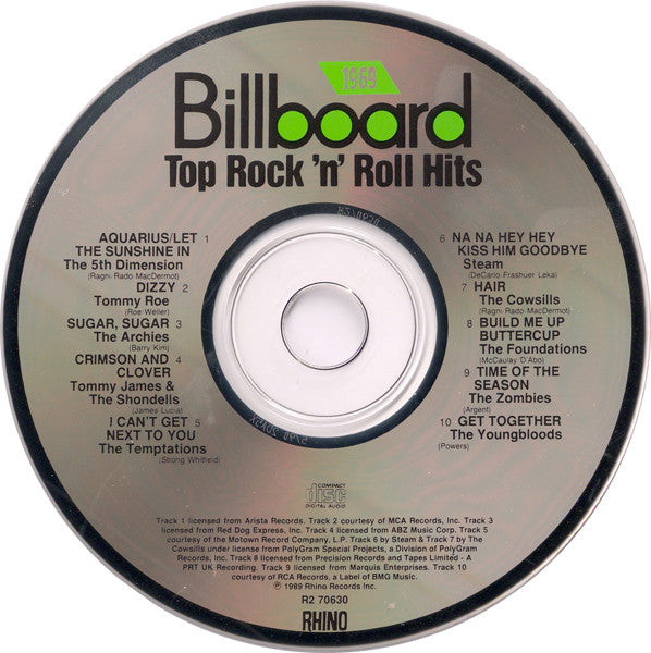 Various : Billboard Top Rock'N'Roll Hits - 1969 (CD, Comp, RM)