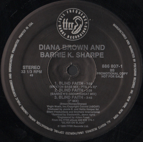 Diana Brown & Barrie K Sharpe : Blind Faith (12", Promo)
