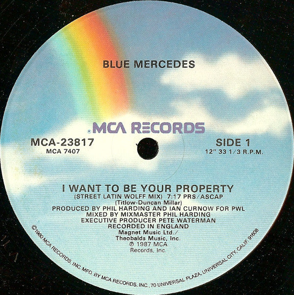 Blue Mercedes : I Want To Be Your Property (DEF B4 Dishonour Mix) (12", Single)
