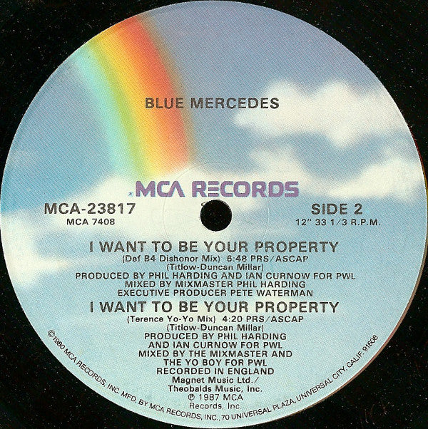 Blue Mercedes : I Want To Be Your Property (DEF B4 Dishonour Mix) (12", Single)