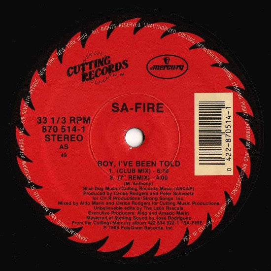 Safire : Boy, I've Been Told (12", Single)