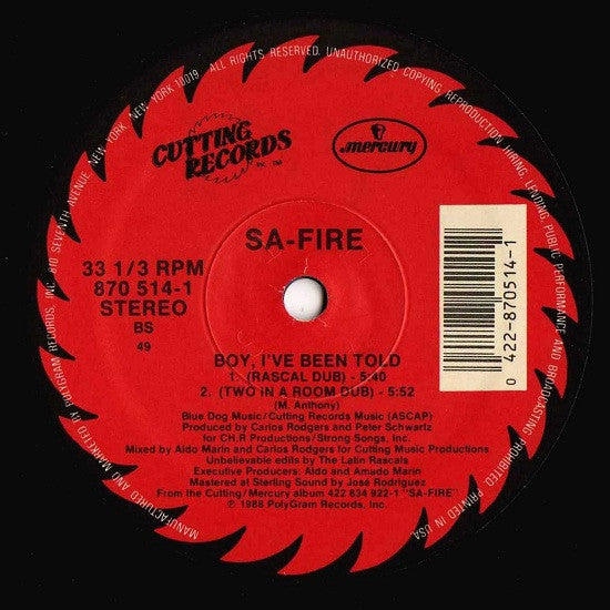 Safire : Boy, I've Been Told (12", Single)