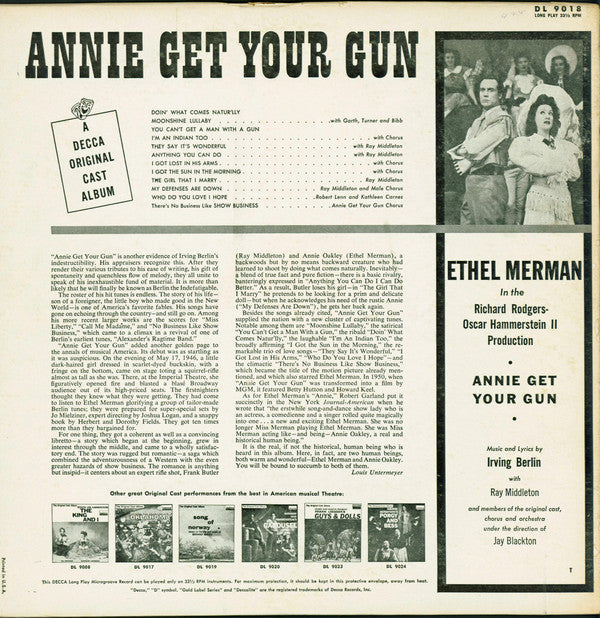 Ethel Merman And Ray Middleton : Annie Get Your Gun (The Original Cast Album) (LP, Album, Mono, RE)