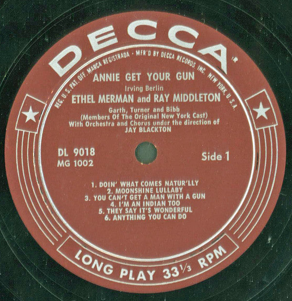 Ethel Merman And Ray Middleton : Annie Get Your Gun (The Original Cast Album) (LP, Album, Mono, RE)