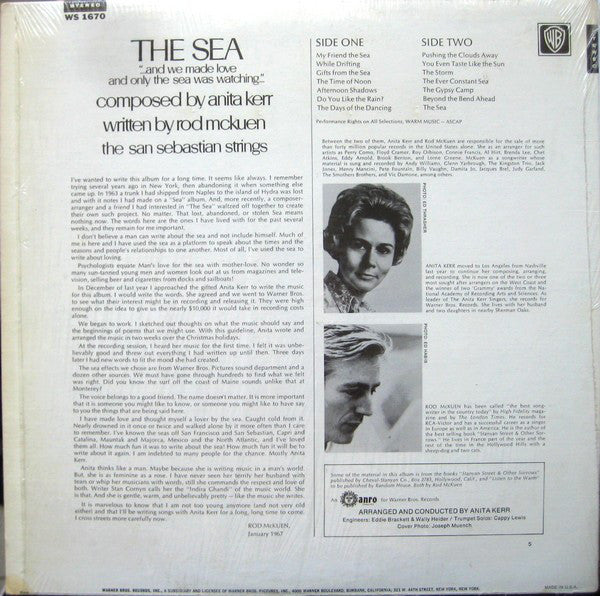 Anita Kerr, Rod McKuen / The San Sebastian Strings : The Sea (LP, Album, RP)
