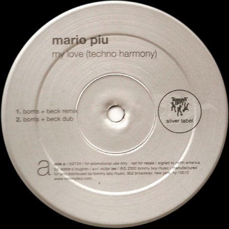 Mario Più : My Love (Techno Harmony) (12")