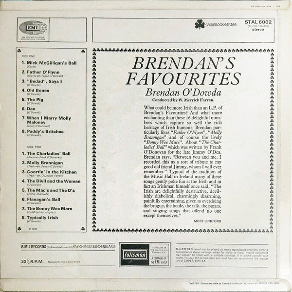 Brendan O'Dowda : Brendan's Favourites (LP, RE, RP)